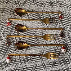6 piece Christmas charm spoon & fork set